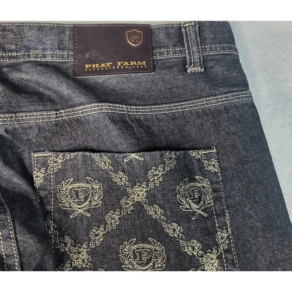 Phat Farm Men's Jeans Size 42 Dark Wash Straight Baggy Hip Hop Y2K Denim